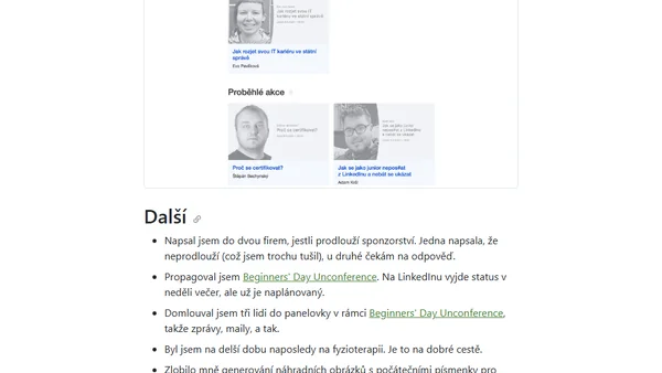 Týdenní poznámky: Vylepšování prezentace klubových akcí na webu