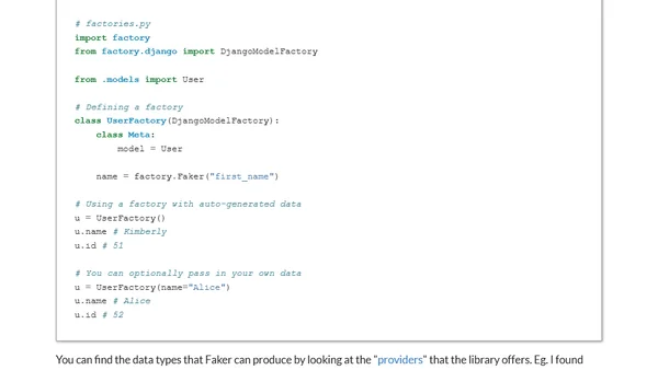 How to generate lots of dummy data for your Django app