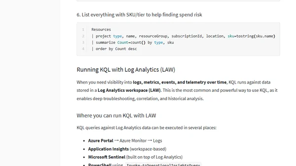 Essential KQL Queries for Azure with and without Log Analytics