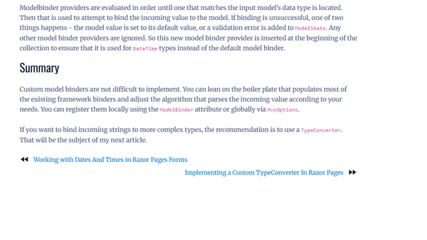 Implementing a Custom Model Binder In Razor Pages