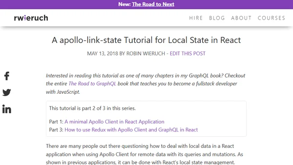 A apollo-link-state Tutorial for Local State in React