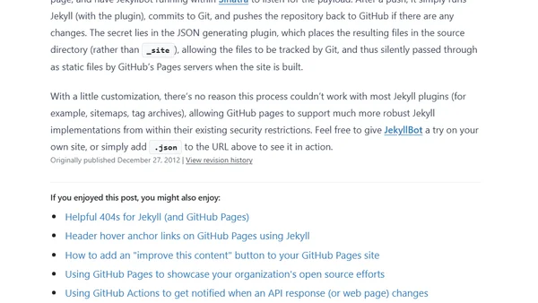 Introducing JekyllBot