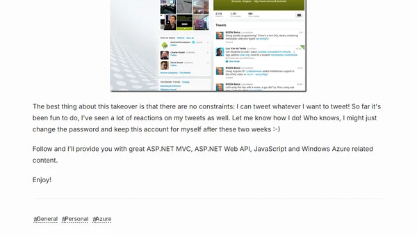 Taking over the @msdnbelux Twitter account