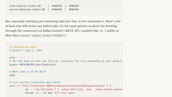 Automatically restarting failed Kafka Connect tasks