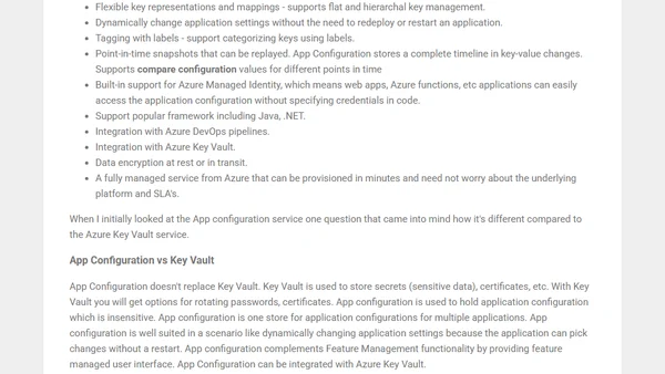 Azure App Configuration - How it's different from Azure Key Vault?