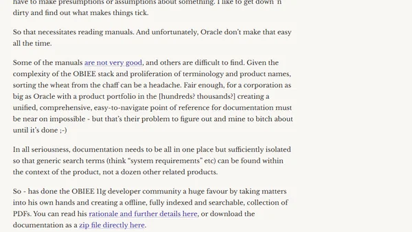 RTFM? But where TF is the FM?  >> Offline searchable OBIEE 11g documentation