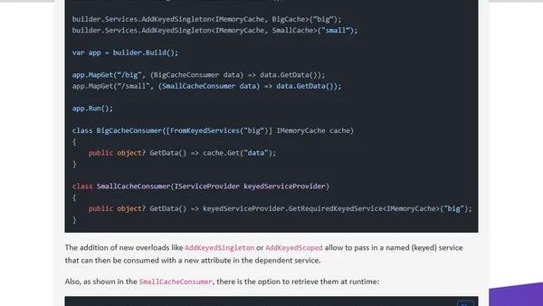 Keyed Services in the IServiceProvider in .NET 8 preview 7
