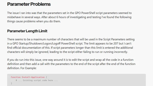 PowerShell Paramters in GPO Scripts
