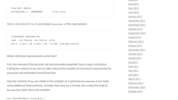 Inlining optimisations in Go