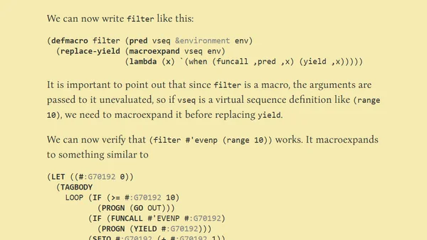 Combining virtual sequences<br>or, Sequential Fun with Macros<br>or, How to Implement Clojure-Like Pseudo-Sequences with Poor Man’s Laziness in a Predominantly Imperative Language