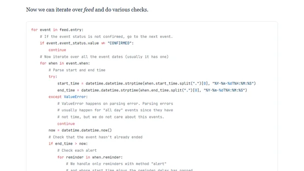 Google Calendar notifications using pynotify