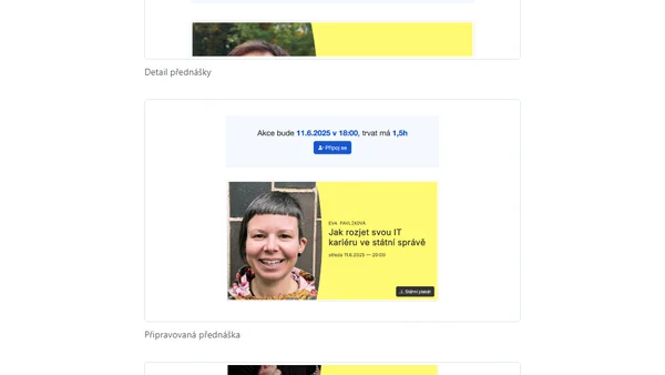Týdenní poznámky: Nové detaily přednášek na webu a další věci