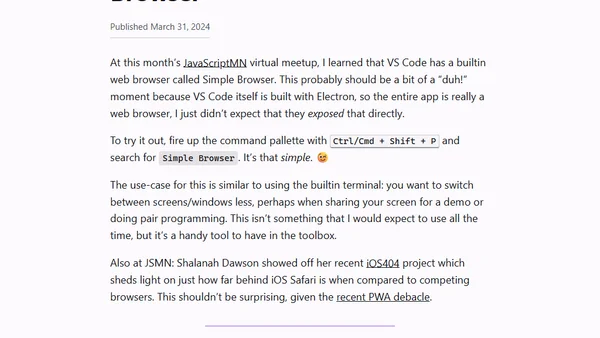 TIL VS Code Has a Builtin Web Browser