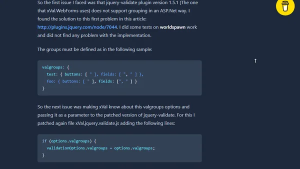 xVal.WebForms, Validation Groups and CausesValidation