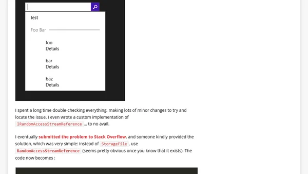 Showing result suggestions in a WinRT SearchBox: bug regarding the image