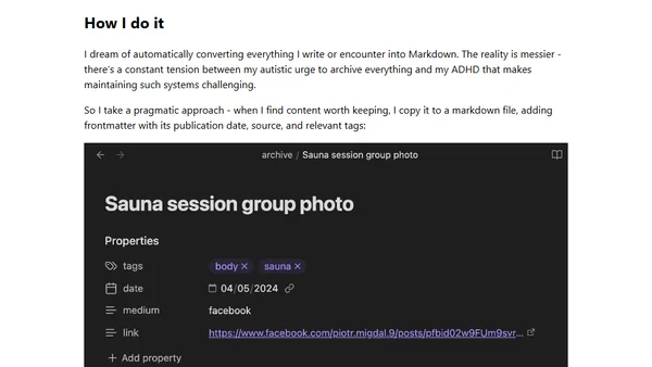 If it is worth keeping, save it in Markdown