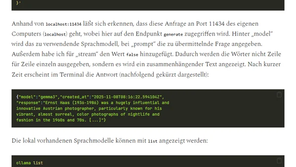 Ollamas API auf dem Mac mit curl nutzen