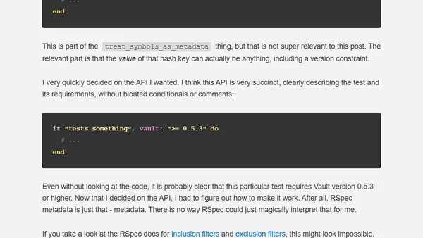 RSpec Example Filtering for Multiple Version Testing
