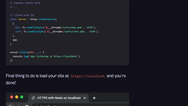 Serving HTTPS locally with Node