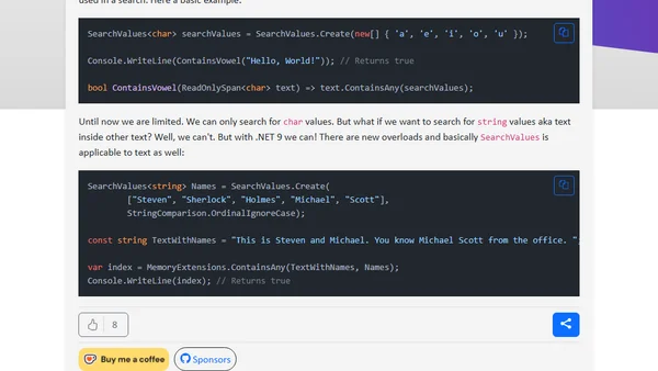 SearchValues object become better with .NET 9