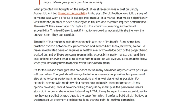 A Series of Trade-offs