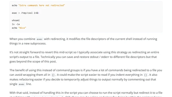Redirect Multiple Commands or an Entire Script to a File