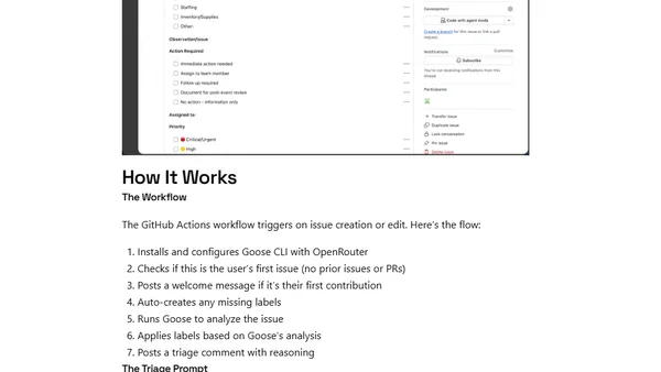 Advent of AI 2025 - Day 6: Automating GitHub Issue Triage with Goose