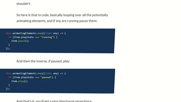 Selecting and pausing running animations in Lit Web Components