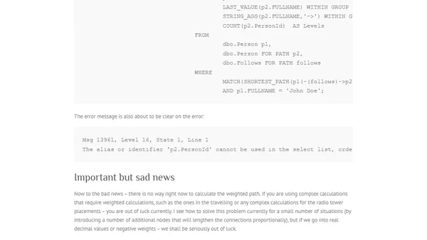 SQL Graph, part V – Shortest Path