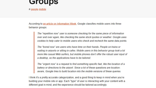 Mobile User Behavior Groups