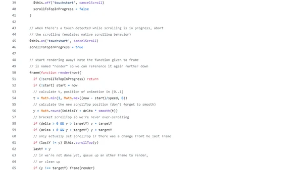 Scrolling DOM elements to the top, a Zepto plugin