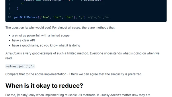 Why I don't like reduce