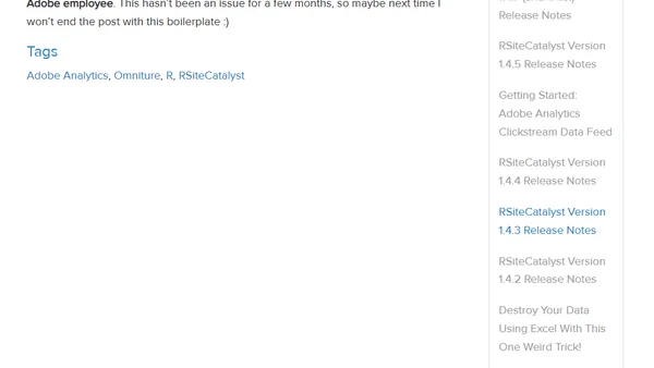 RSiteCatalyst Version 1.4.3 Release Notes