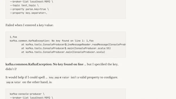 kafka.common.KafkaException: No key found on line 1