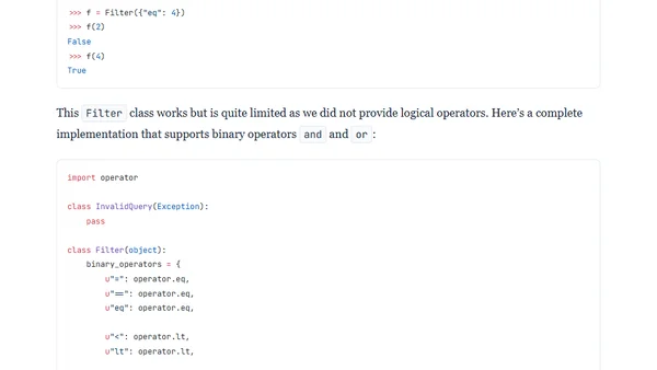 A simple filtering syntax tree in Python