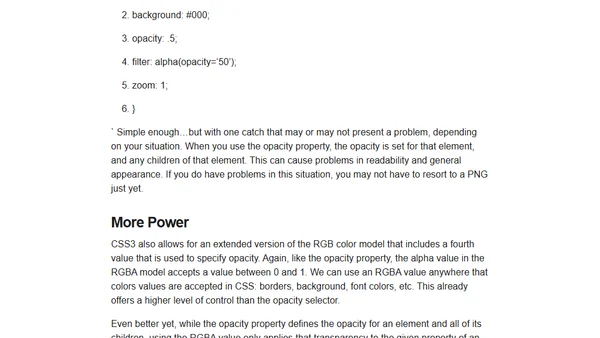 Not As Clear As It Seems: CSS3 Opacity and RGBA