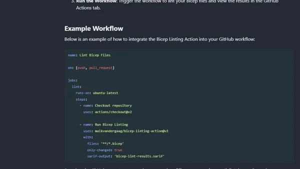 A Bicep linting action for GitHub