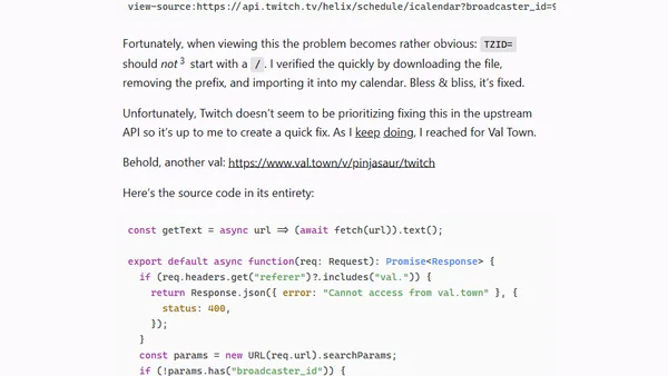 Fixing Twitch’s Broken iCal Feeds
