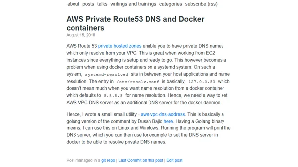AWS Private Route53 DNS and Docker containers
