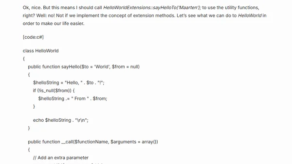 Extension methods for PHP