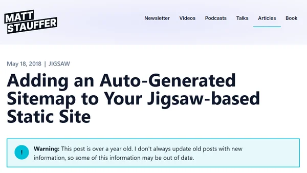 Adding an Auto-Generated Sitemap to Your Jigsaw-based Static Site