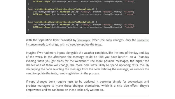 How to decouple unit tests from values that change frequently