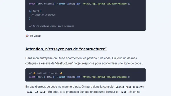 Utiliser async/await sans bloc try...catch !