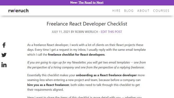 Freelance React Developer Checklist