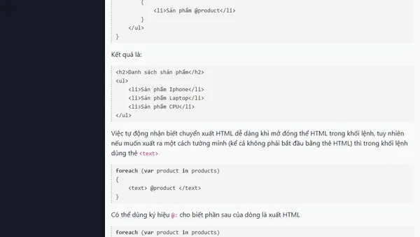 Cú pháp trong trang Razor Page ASP.NET Core