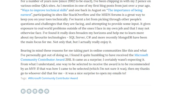 Microsoft Community Contributor Award 2011