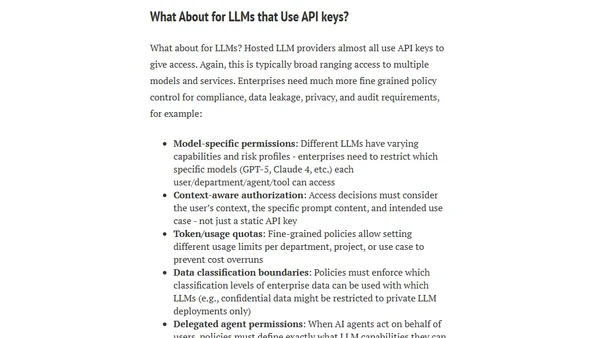 API Keys Are a Bad Idea for Enterprise LLM, Agent, and MCP Access