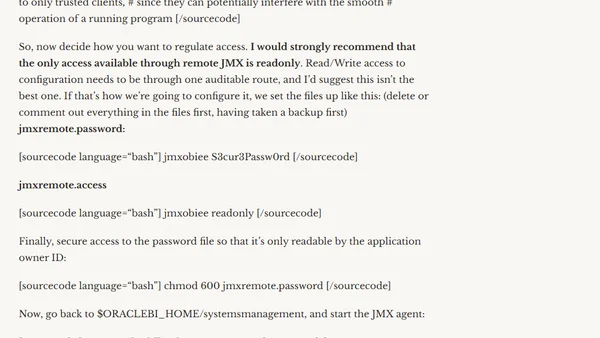 Securing OBIEE Systems Management JMX for remote access