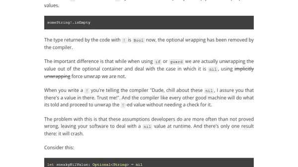 Why Implicitly Unwrapping Swift Optionals Is Dangerous