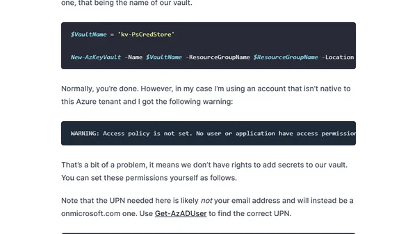 Fun with Azure Key Vault Part 1: Vault Creation and Storing PSCredential Objects